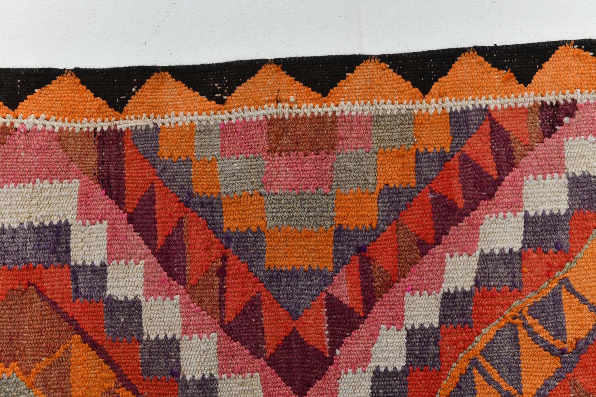 3x12 Pink Orange Vintage Kilim Runner Rug 105x377Cm SK 34621