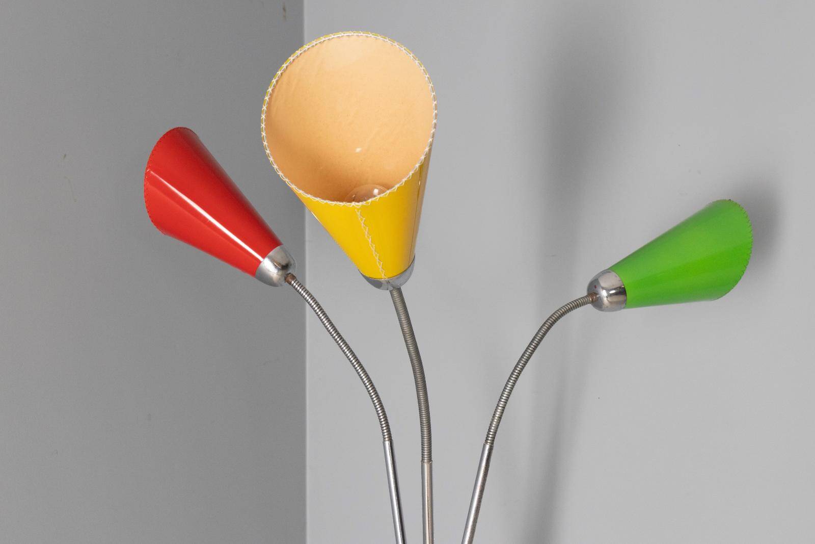 Three-armed floor lamp, Lidokov, 1950s–1960s, Czechoslovakia