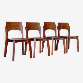 4 chaises en bois acajou