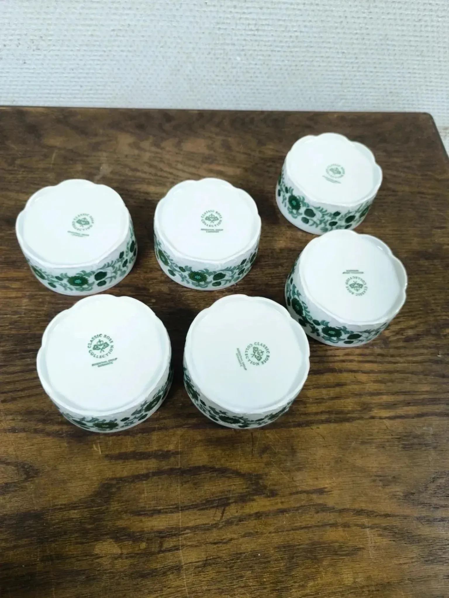 6 Rosenthal Monbijou ramekins with Giscard decoration, vintage porcelain.