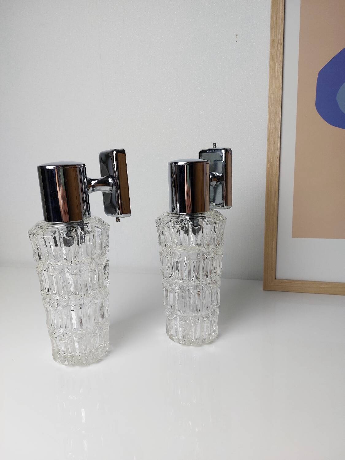Pair of chrome wall lights