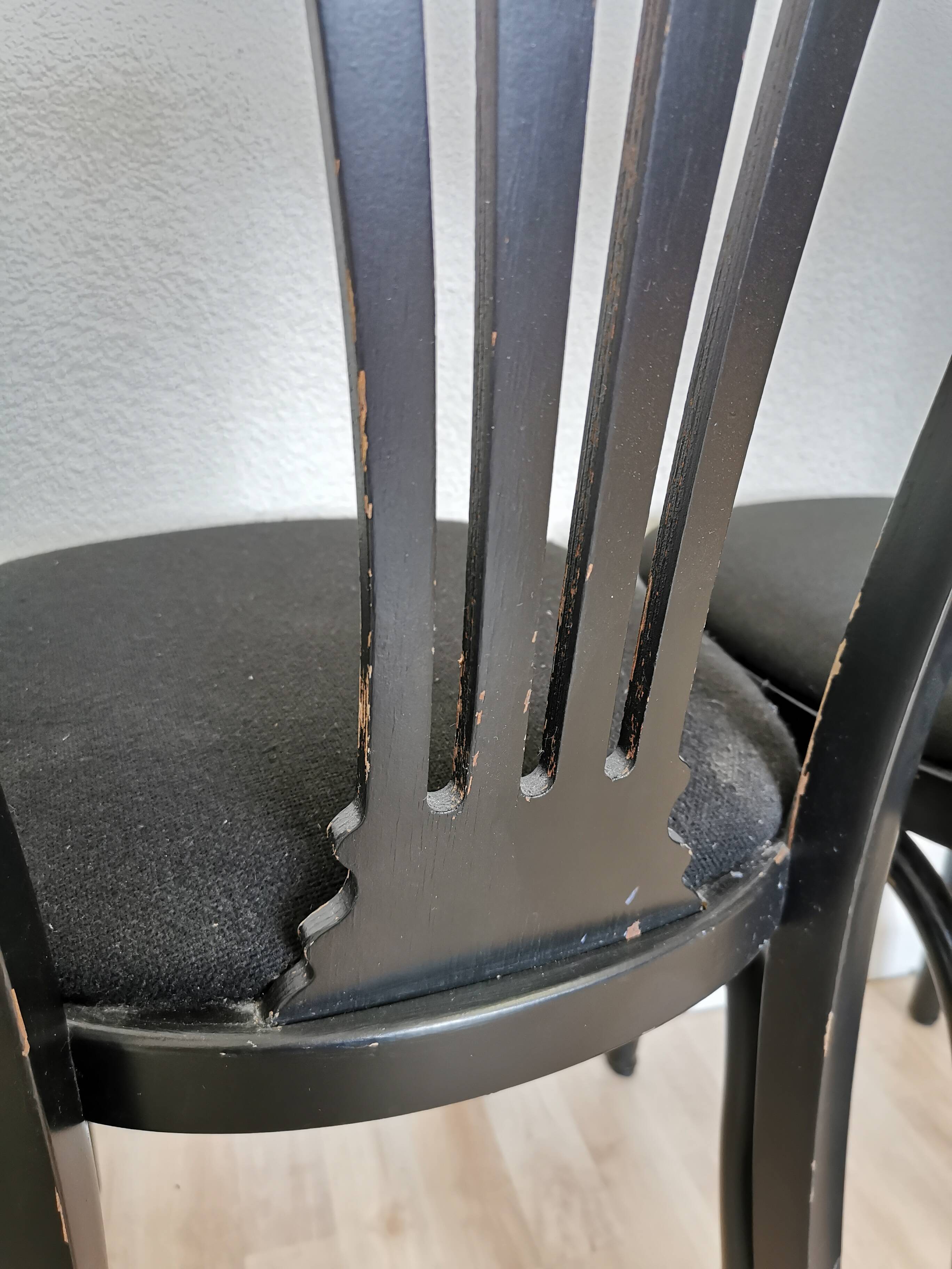 Set of 4 Vintage Black Wooden Dining Chairs: STOL Kamnik, 70s, Yugoslavia
