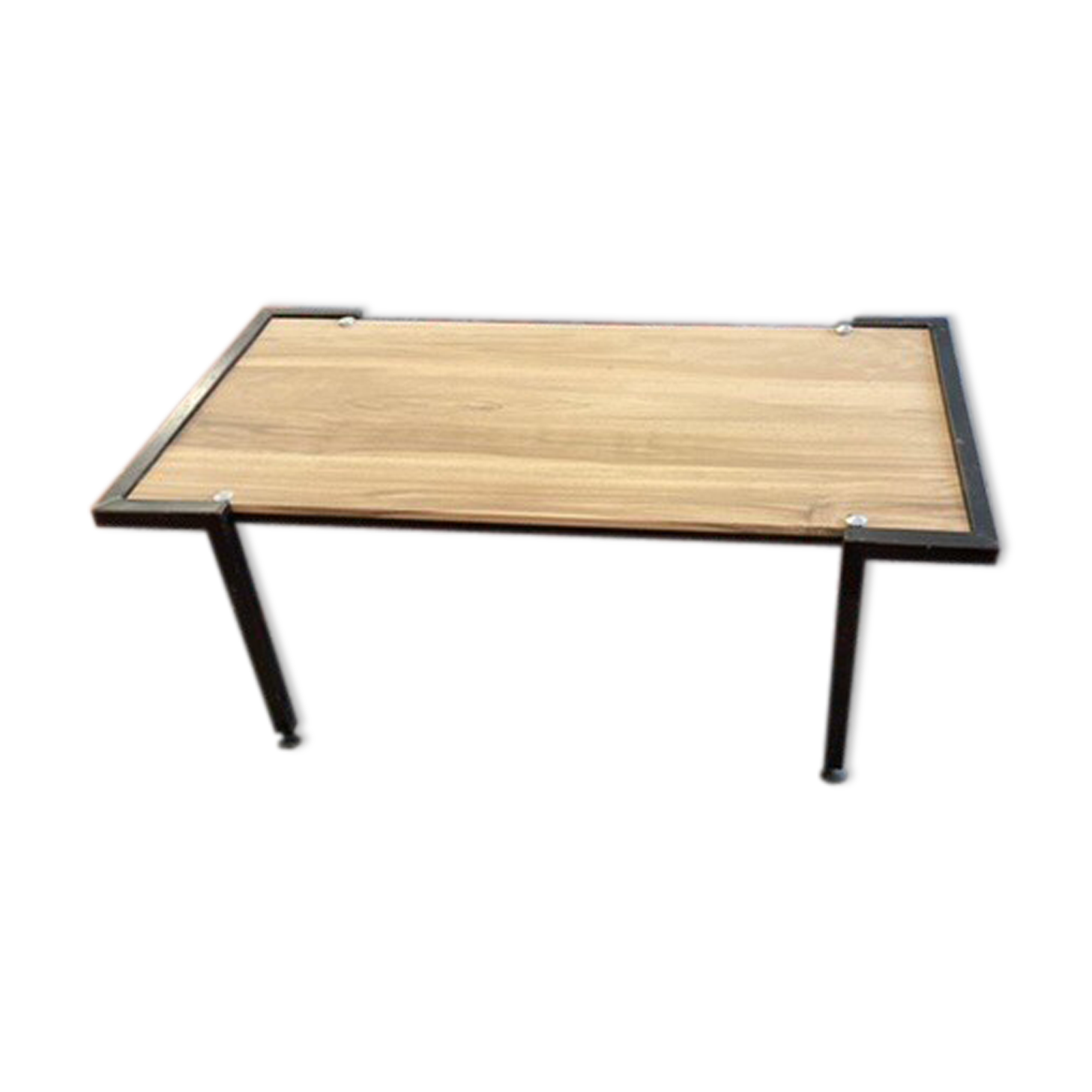 Steiner steel and walnut coffee table