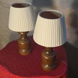 Pair of Scandinavian style wooden bedside lamps 31x16, 1960