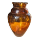 Vintage Art Deco vase in amber glass with a wavy neck - height 25 cm