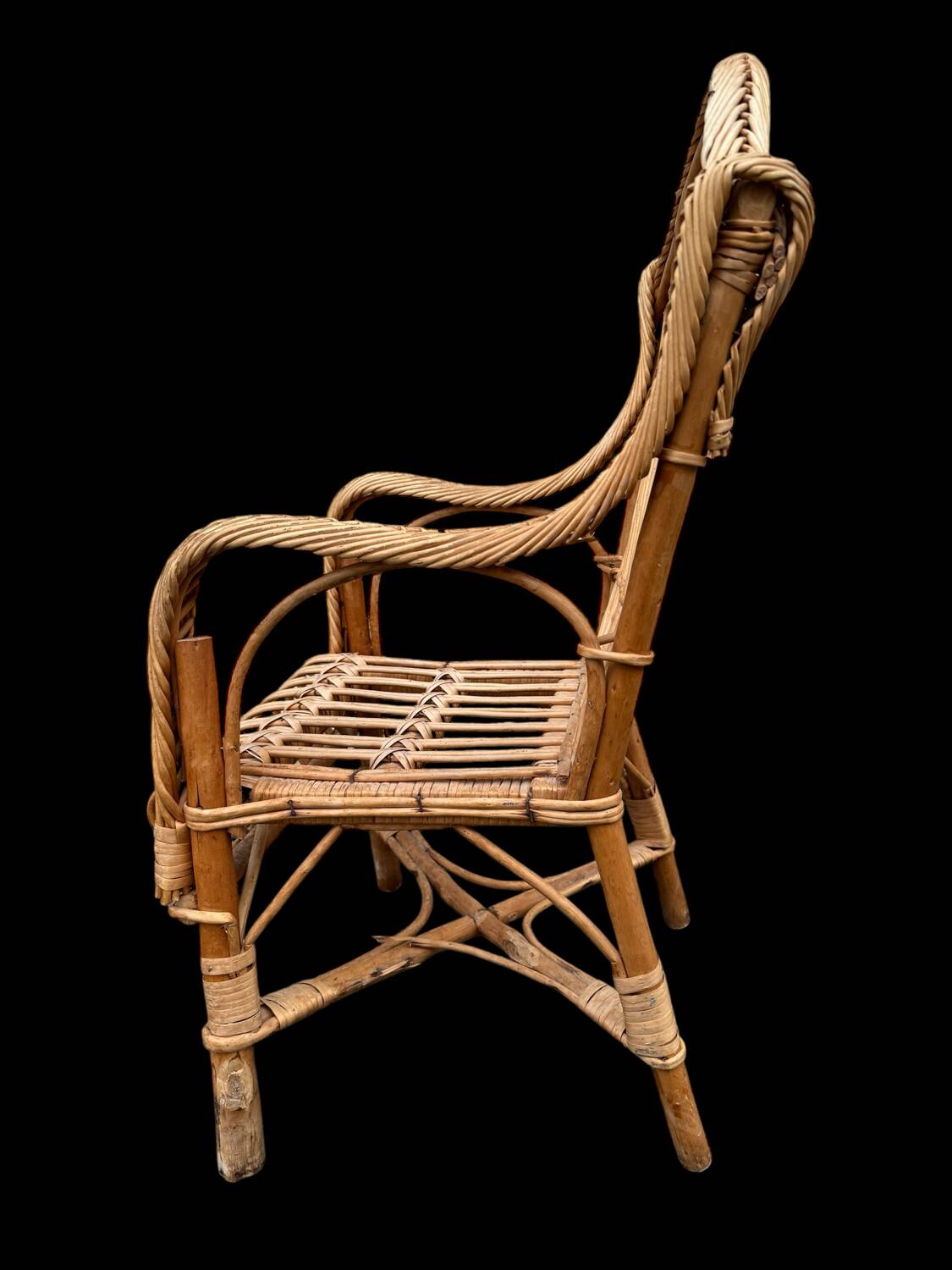 1950s Rattan Child's Armchair