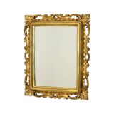 French Gilded Mirror Gold Leaf Baroque Style Rectangular 1950s