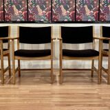 Set of 4 armchairs stamped Hans Wegner "Scandinavian design" 1960.