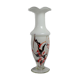 Corolla vase in white opaline with orange-brown patterns.