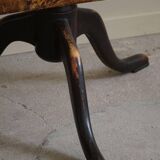 Antique square table with drop leaves made of burl wood, handcrafted in Sweden, 19th century.