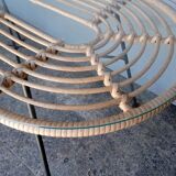 Vintage rattan and metal design coffee table
