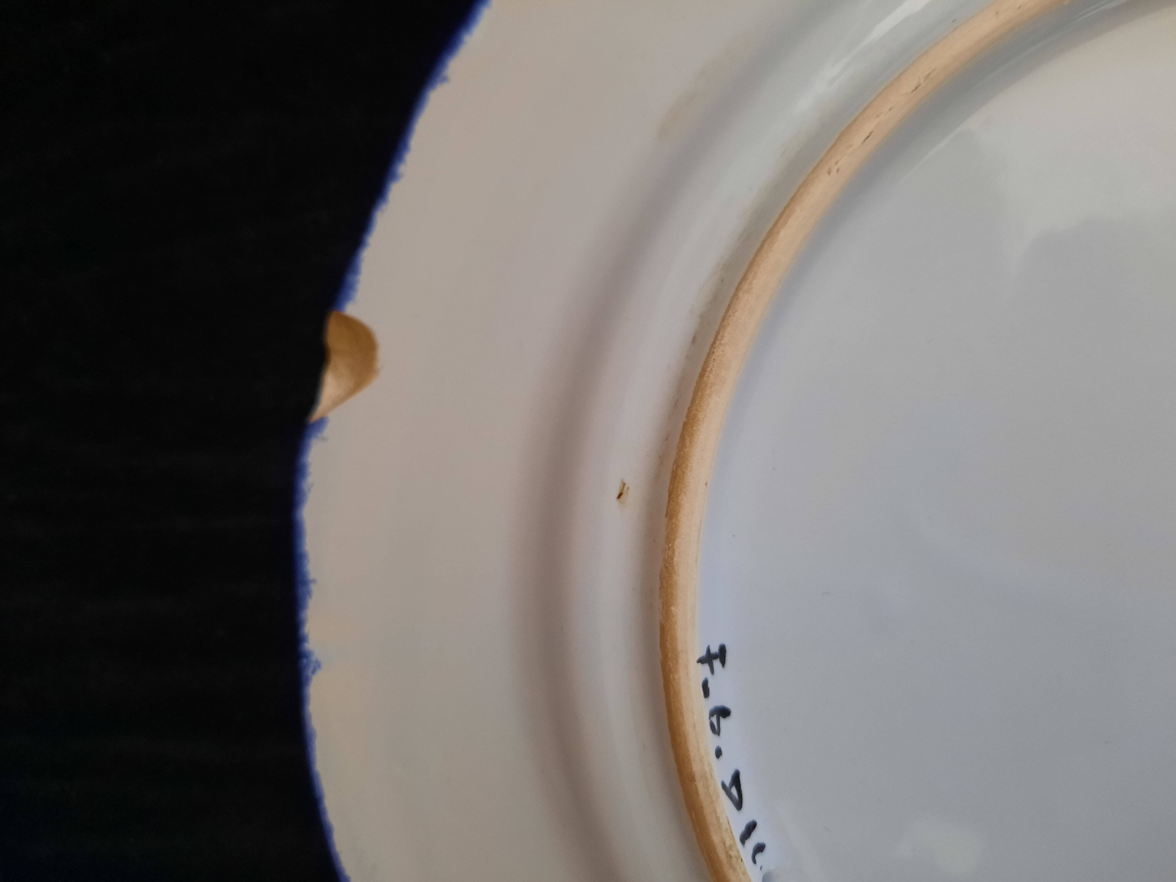 Old flat plate faience hb quimper hand-painted floral decoration