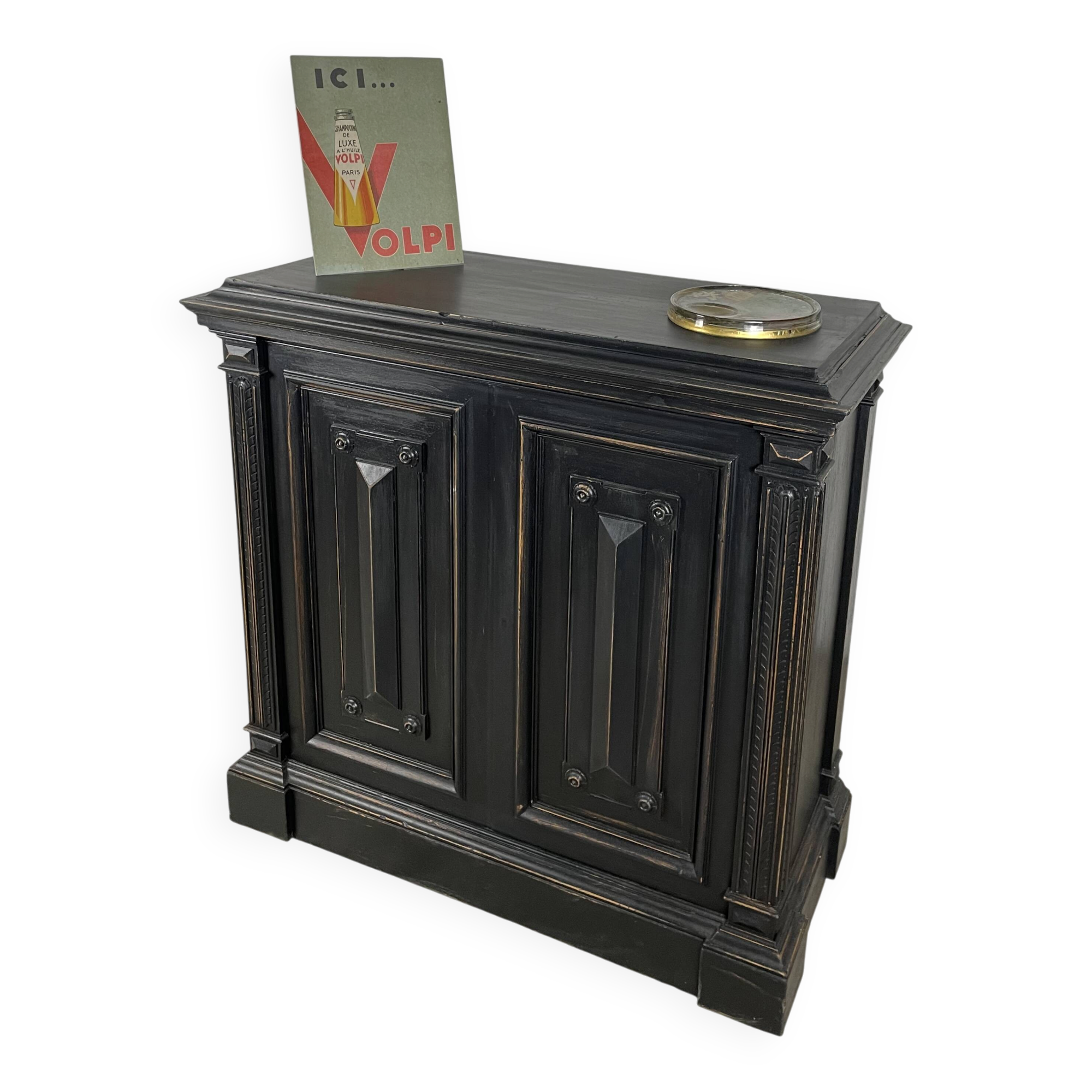 19th-century solid wood trade counter