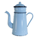 Cafetière ancienne en métal vert d'eau
