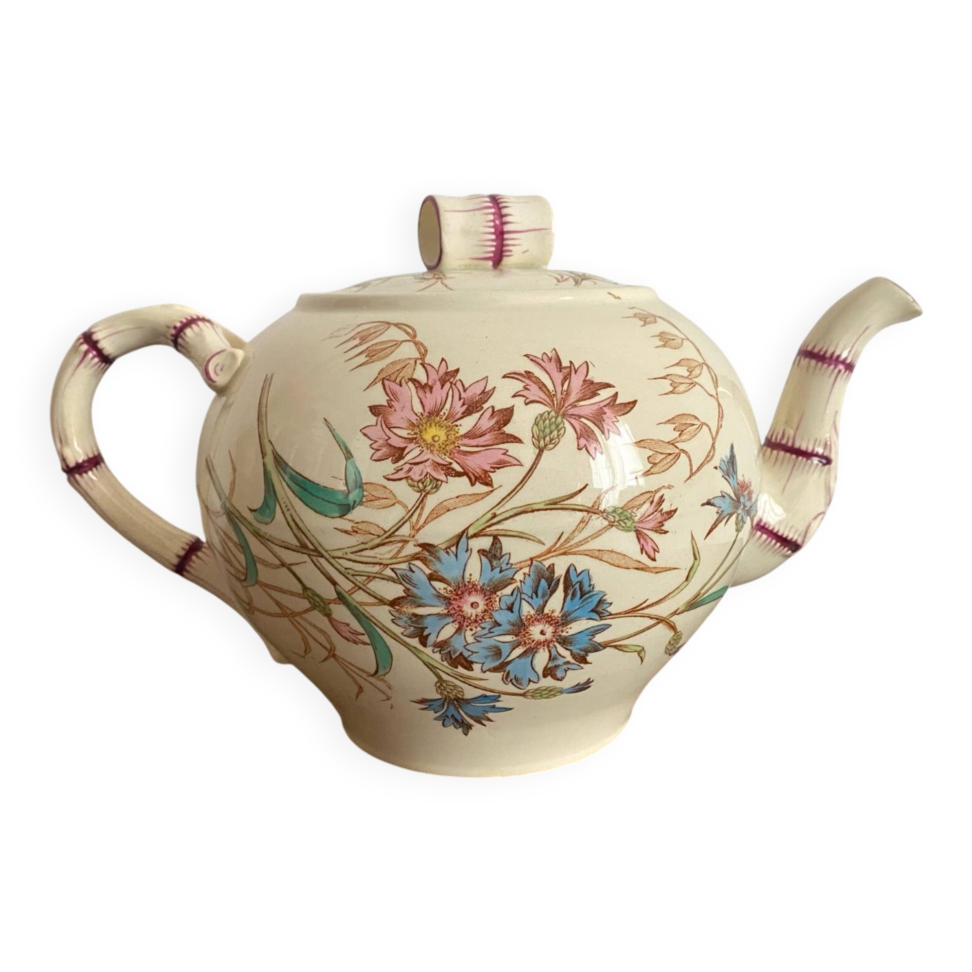K&G Luneville Cornflower Polychrome Ironstone Teapot