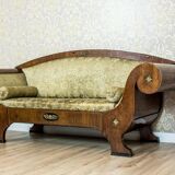 Canapé Biedermeier antique en vert avec des détails en laiton, 1860