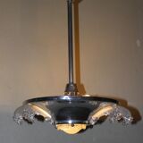 Art Deco pendant lamp by Ezan France, 2 lights 1920