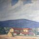 Old painting, landscape Monts du Lyonnais, signed and dated 1947