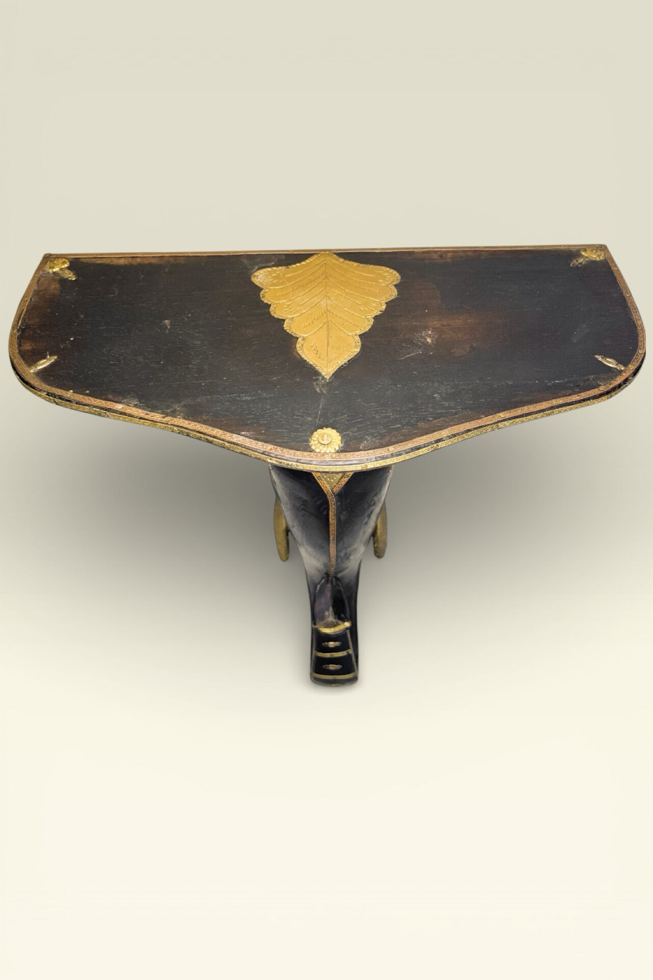 Elephant Head Shelf Hand-Carved & Brass – Indian Folk Art