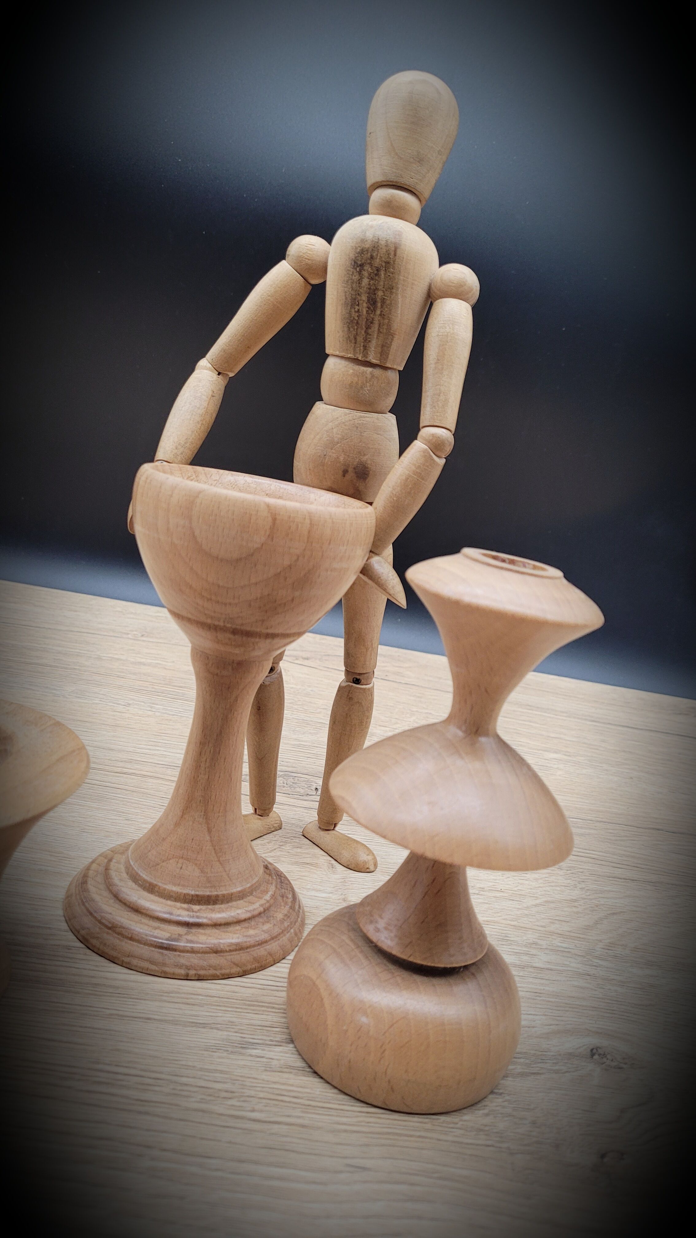 Trio wooden candle holders