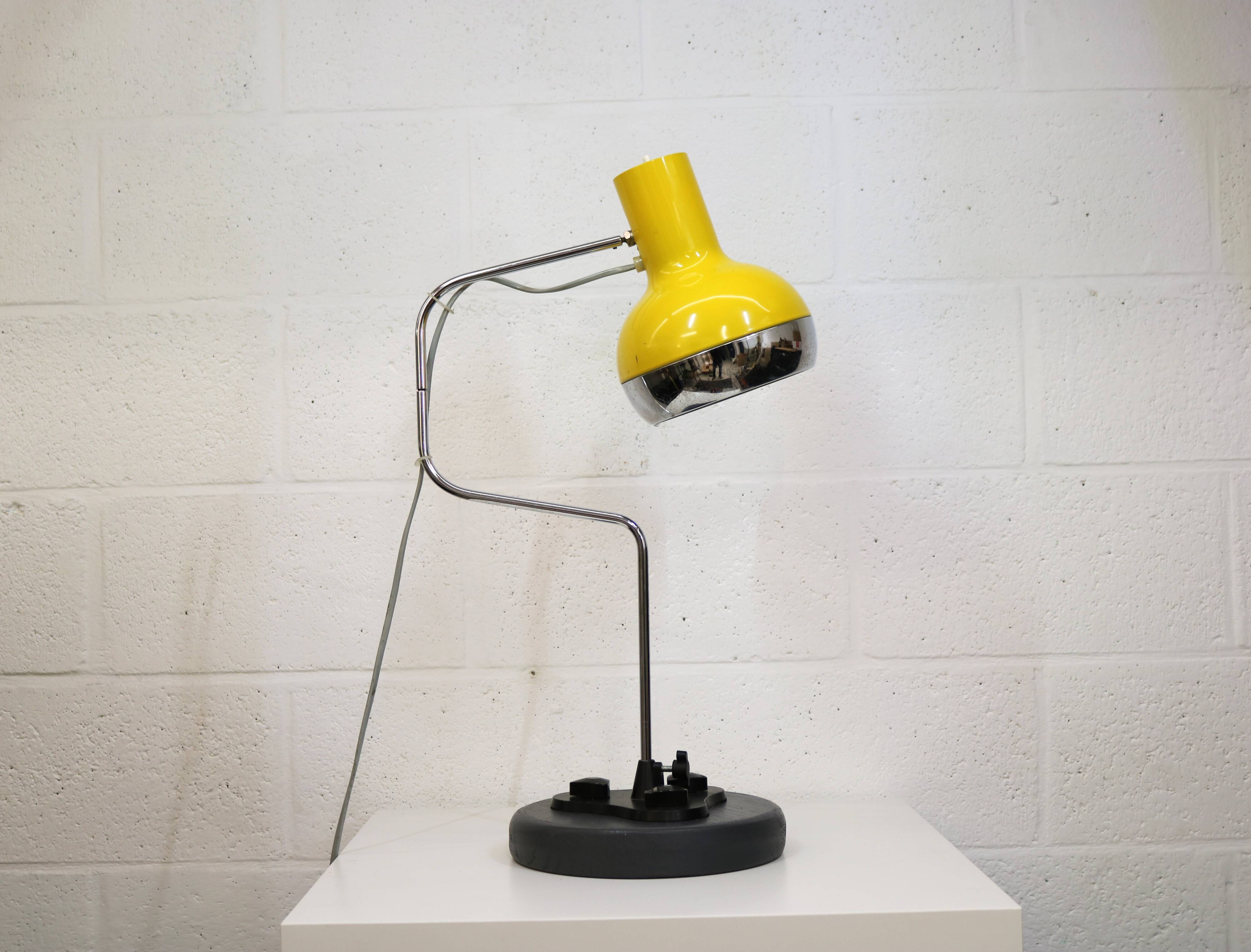 Vintage yellow table lamp by Josef Hůrka for Napako, Czechoslovakia 1970