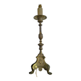 Lampe tripode en métal doré