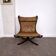 Leather armchair with a beech structure, Falcon model by Sigurd Ressel for Vatne Møbler, Denmark, 1970.