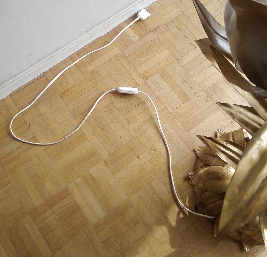 Golden metal flower lamp Hans Kogl 1970