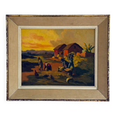 «La récolte», Huile sur toile de Jean RAMBININTSOA, 1955