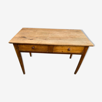 Bureau ou table en bois massif avec 2 tiroirs 121x62cm