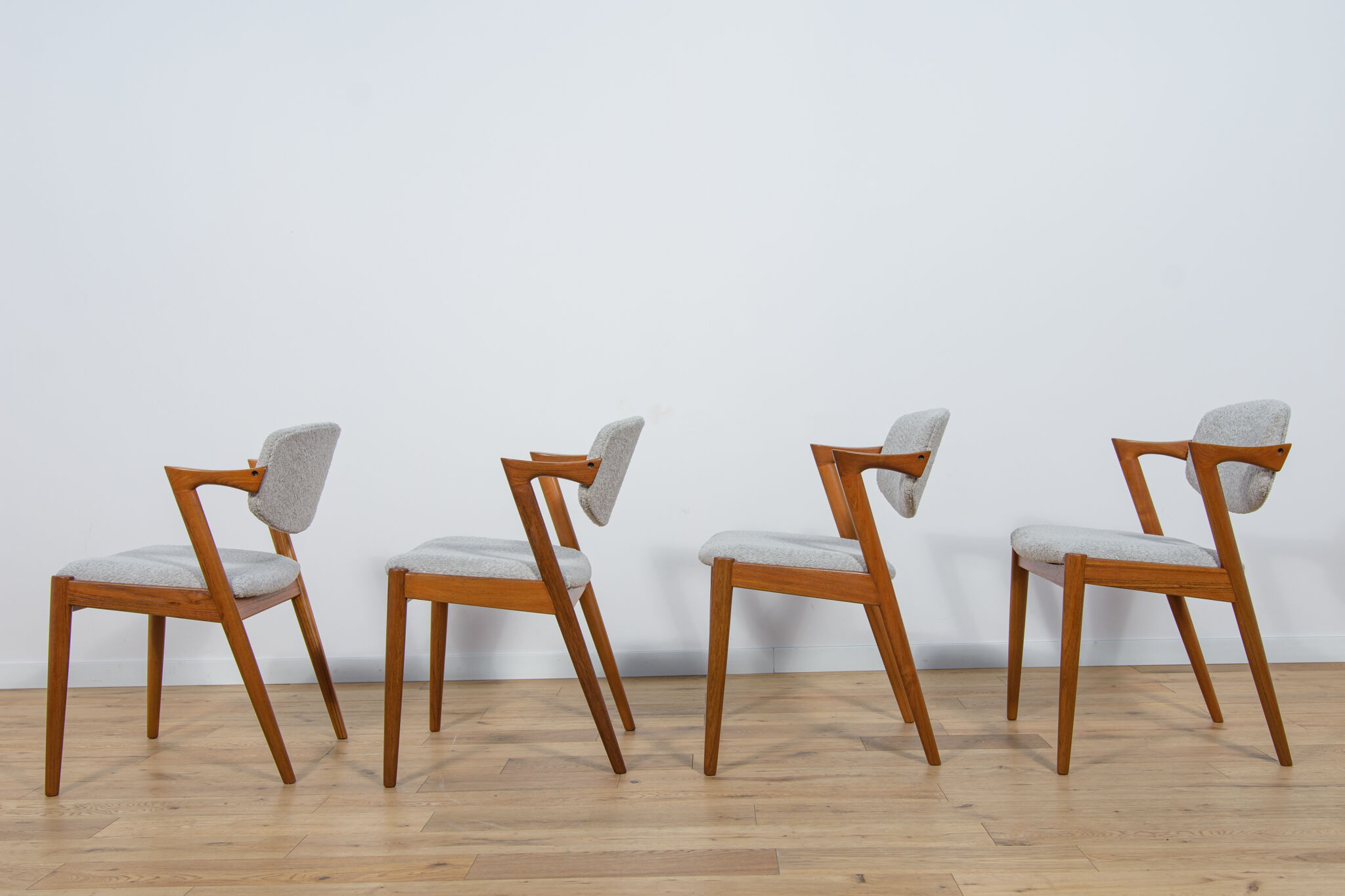Mid Century Teak Model 42 Dining Chairs by Kai Kristiansen for Schou Andersen, 1960s, Set of 4