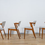Mid Century Teak Model 42 Dining Chairs by Kai Kristiansen for Schou Andersen, 1960s, Set of 4