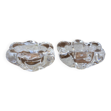Old pair of crystal salt cellars Daum France