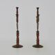 Pair of ethnic Indian candlesticks in vintage metal from the 60s