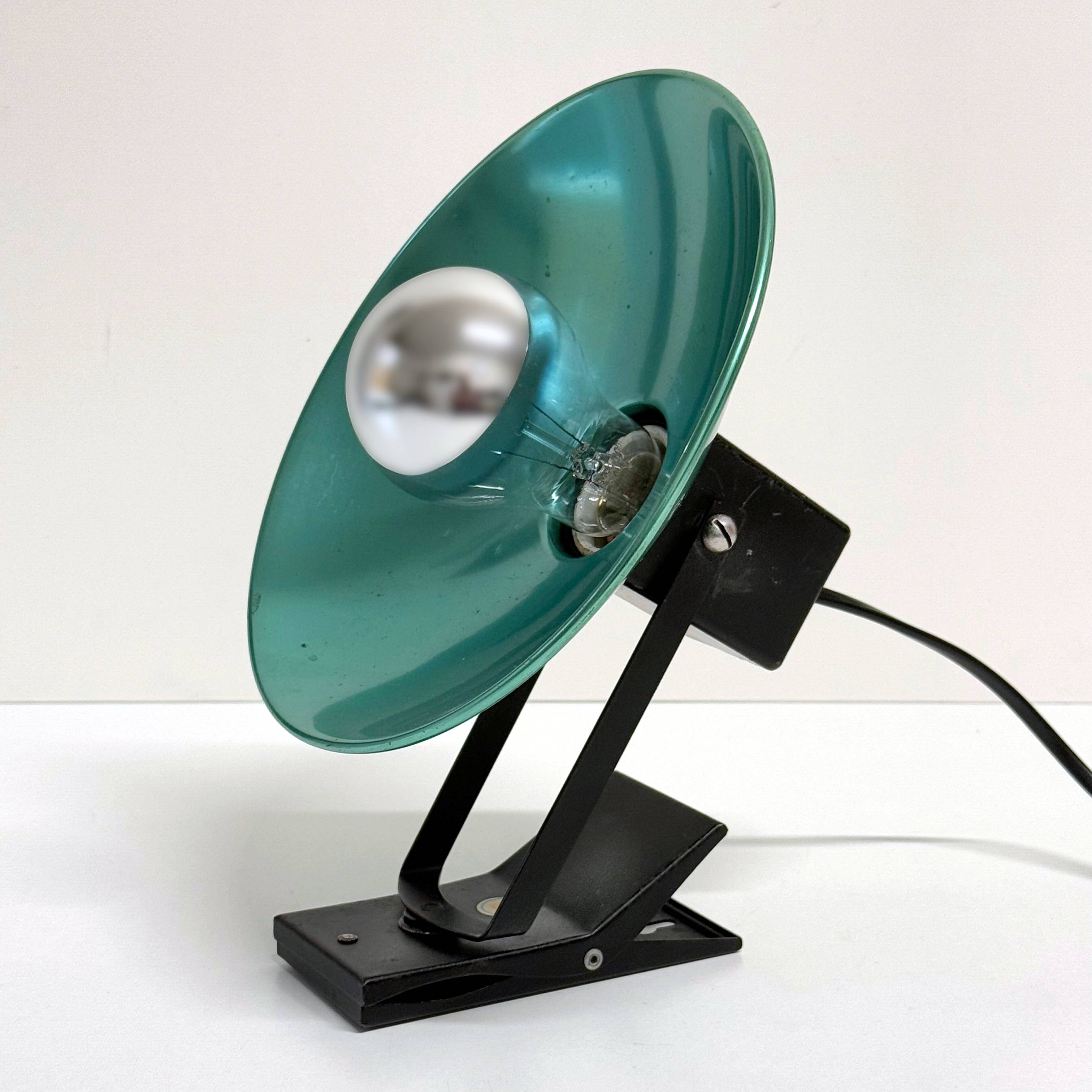 "LITA" Metal Wall Lamp Clamp Lamp with Green Reflector Vintage 70's
