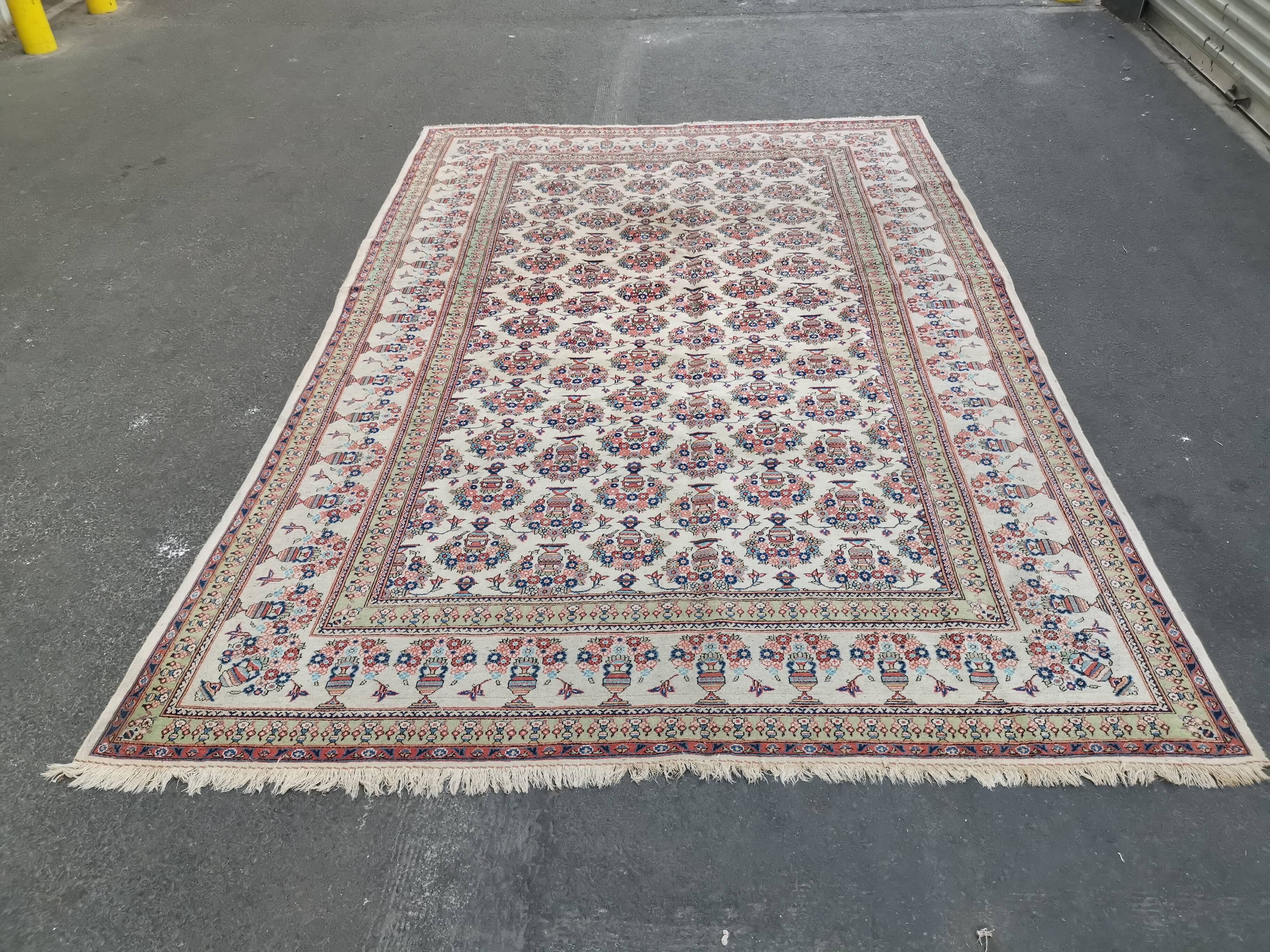 Large and fine tehran persian oriental rug handmade vintage 324 x 210