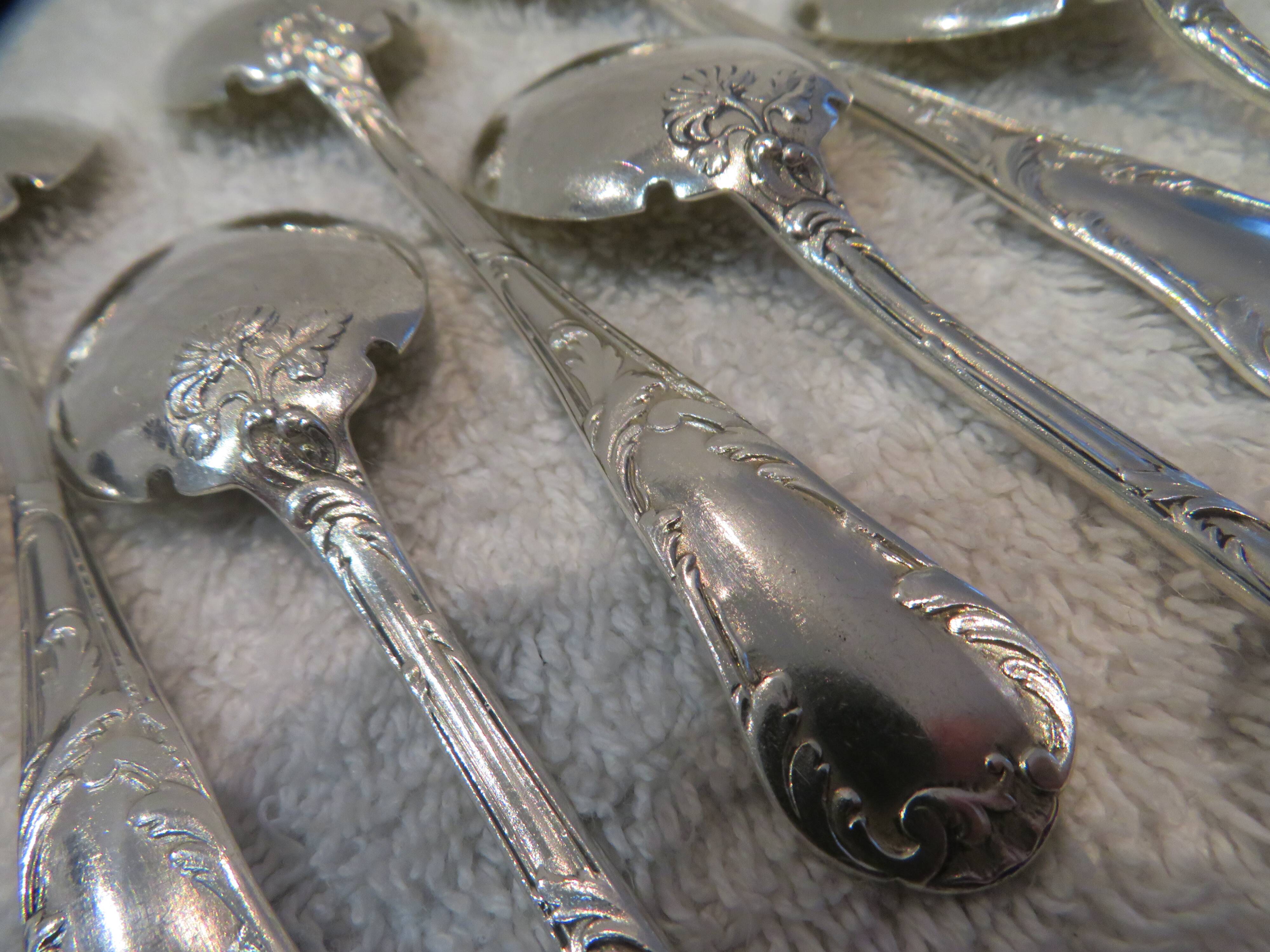9 pelles à glace métal argenté orfèvre Christofle vieux marly 12,4cm