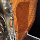 Bordeaux inlaid chest of drawers with marble and bronze ornament