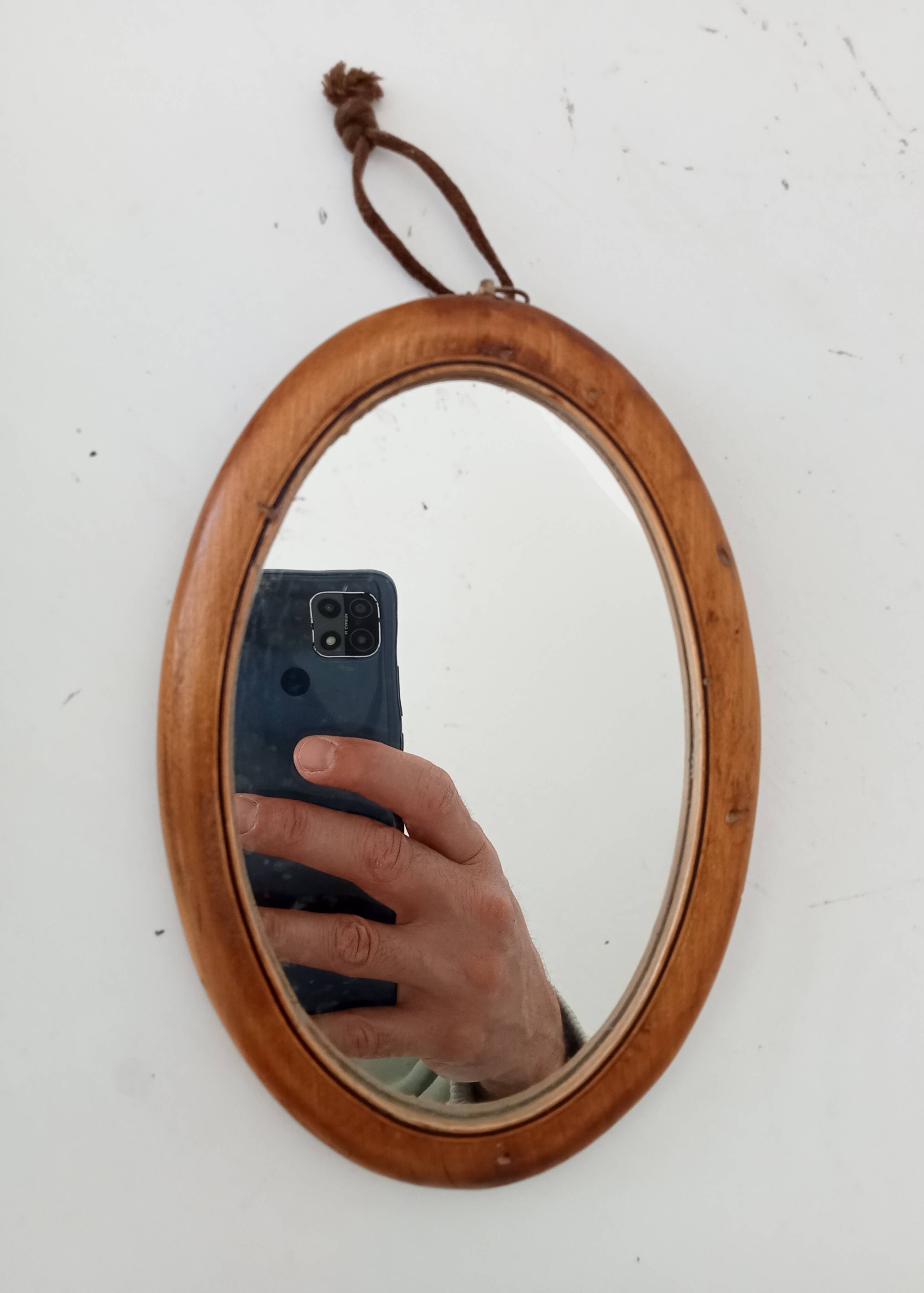 Mini antique walnut mirror from the 19th century.