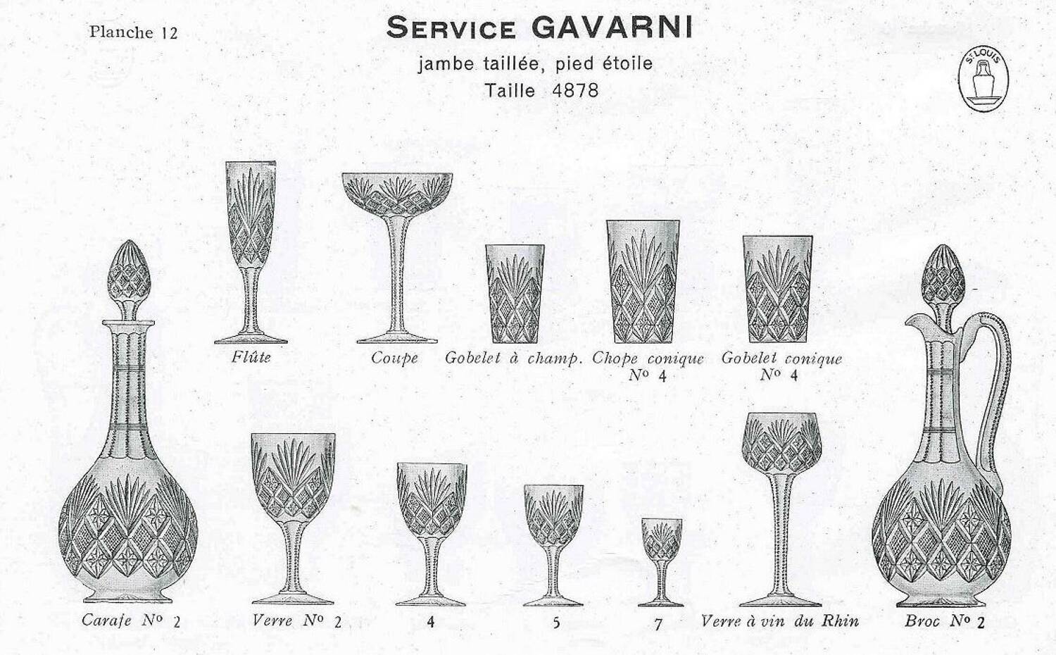5 Saint-Louis “Gavarni” crystal champagne glasses, early 20th century