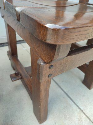 Set of 6 Brutalist Dining Chairs in Belgian Oak, 1965