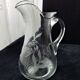 Blown glass water jug, engraved floral decoration 2.2 l