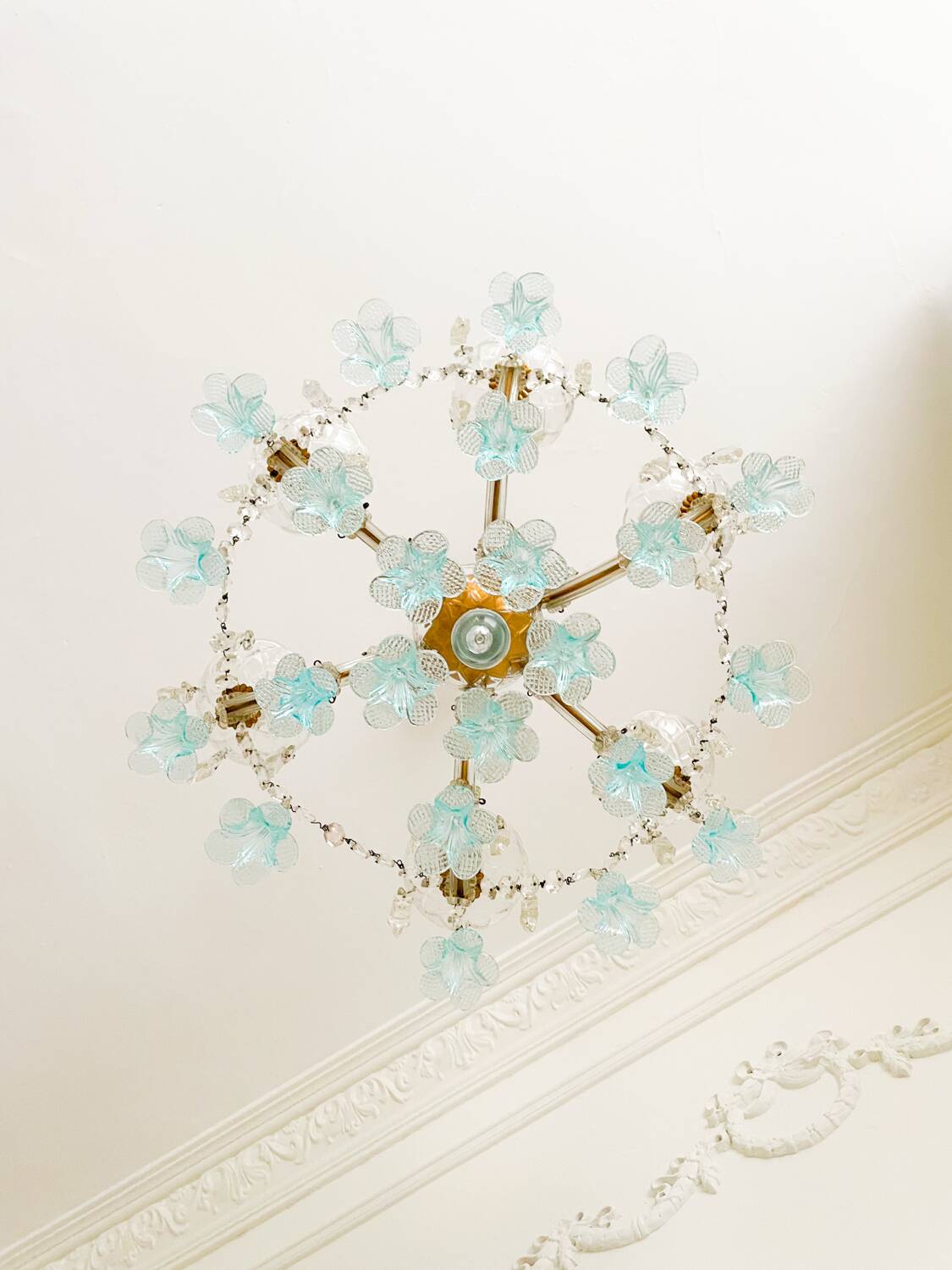 Lustre Marie-Thérèse en cristal et verre de Murano bleu