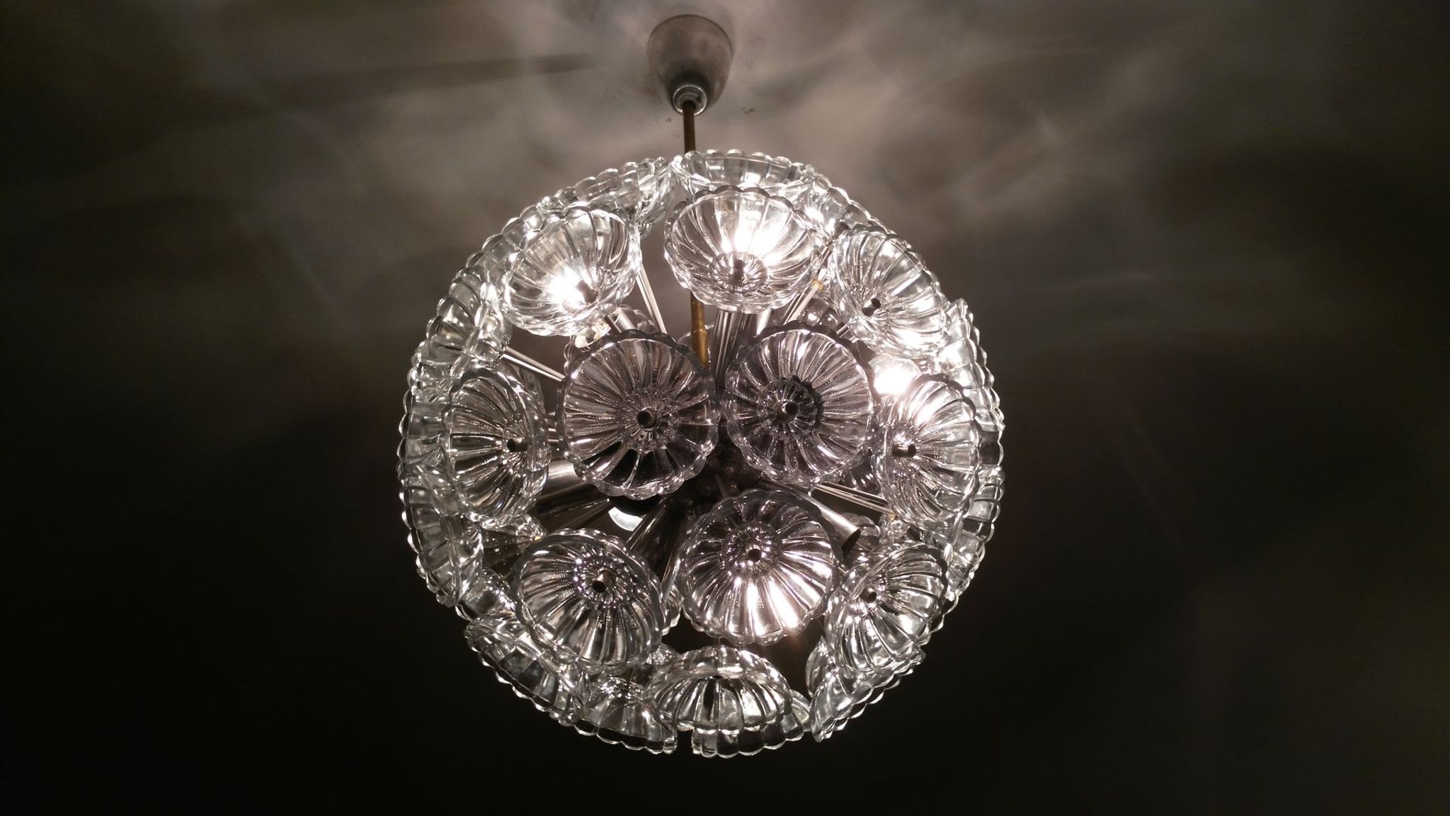 Chandelier Sputnik Dandelion mid-century glass 1970 s