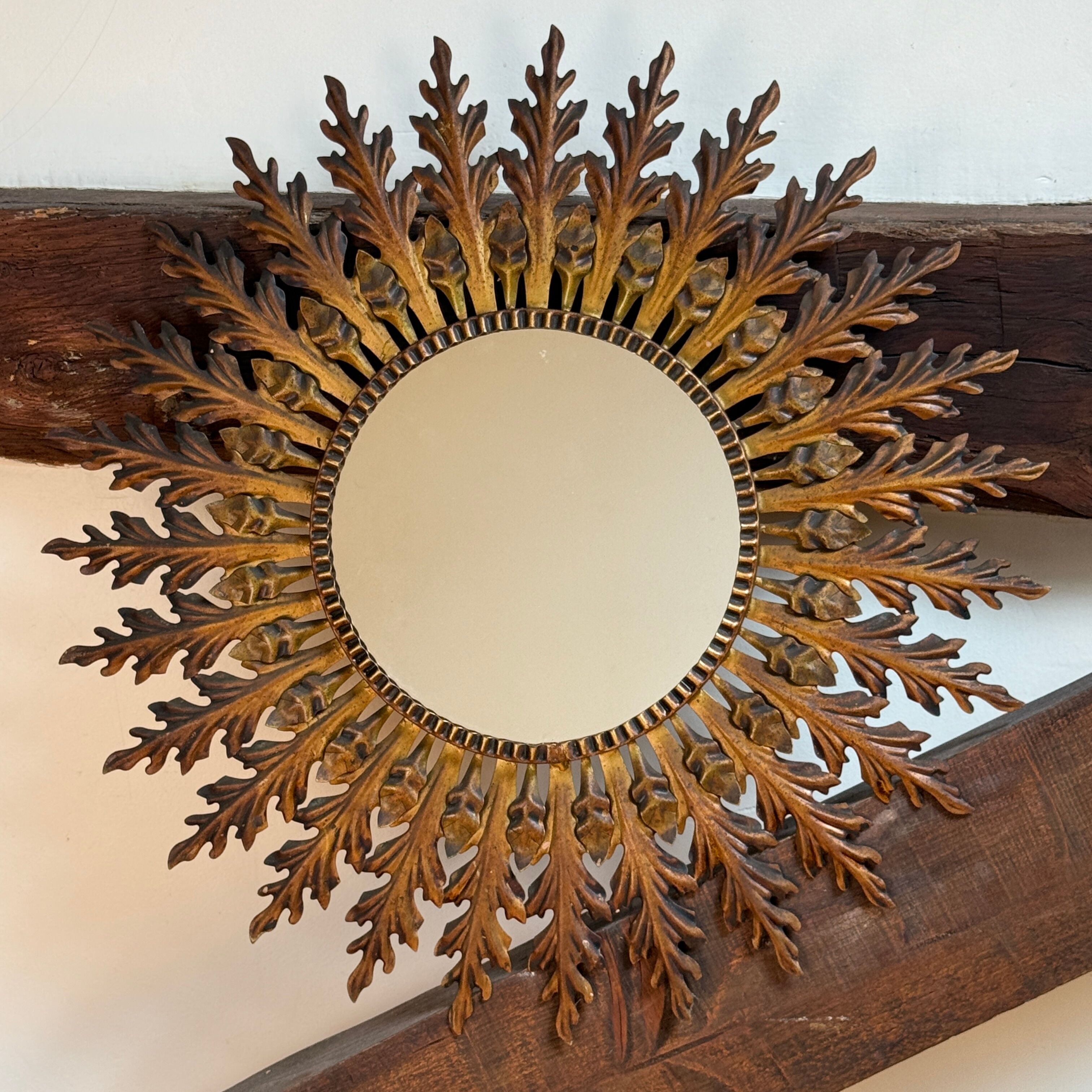 Magnificent sun mirror from the 1950s Italy.
