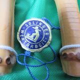 Vintage salad service Solingen in stainless steel and bamboo – Germany