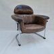 Leather armchair with tubular chrome frame, 1980s