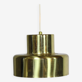 Vintage Pendant Lamp In Gold Brushed Aluminum, Denmark 1970s