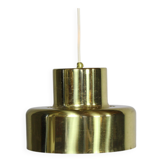 Vintage Pendant Lamp In Gold Brushed Aluminum, Denmark 1970s