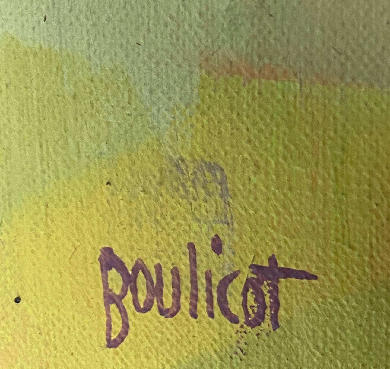 HST painting "Still life with pomes and carafe" signed Boulicot Modern Art (XX°)